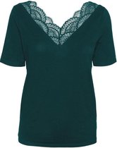 Vero Moda T-shirt Vmava Ss V-neck Lace Top Jrs Ga 10249432 Sea Moss Dames Maat - L