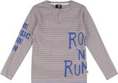 rumbl , jongens, t-shirt met lange mouw , streep creme, blauw,oker , 116 / 122