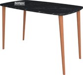 Pochon Home - Bureau met Houten Poten - Zwart/Marmer - 60x105 cm - Tafel - Computerbureau - Laptoptafel - Bureautafel voor Volwassenen