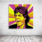 Pop Art  Mick Jagger Acrylglas - 80 x 80 cm op Acrylaat glas + Inox Spacers / RVS afstandhouders - Popart Wanddecoratie
