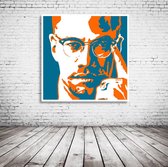 Malcom X Pop Art Poster in lijst - 90 x 90 cm en 2 cm dik - Fotopapier Mat 180 gr Framed - Popart Wanddecoratie inclusief lijst