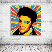 Pop Art Elvis Presley Acrylglas - 100 x 100 cm op Acrylaat glas + Inox Spacers / RVS afstandhouders - Popart Wanddecoratie