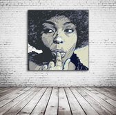 Roberta Flack Art Canvas - 90 x 90 cm - Canvasprint - Op dennenhouten kader - Geprint Schilderij - Popart Wanddecoratie