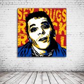 Ian Dury Pop Art Acrylglas - 100 x 100 cm op Acrylaat glas + Inox Spacers / RVS afstandhouders - Popart Wanddecoratie