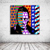 Pop Art Joe Strummer Canvas - 90 x 90 cm - Canvasprint - Op dennenhouten kader - Geprint Schilderij - Popart Wanddecoratie