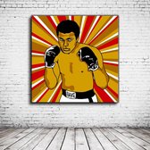 Pop Art Muhammad Ali Canvas - 90 x 90 cm - Canvasprint - Op dennenhouten kader - Geprint Schilderij - Popart Wanddecoratie
