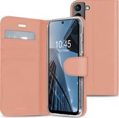 Samsung Galaxy S21 FE Hoesje Met Pasjeshouder - Accezz Wallet Softcase Bookcase - Rosé Goud