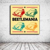 Pop Art Beetlemania Canvas - 100 x 100 cm - Canvasprint - Op dennenhouten kader - Geprint Schilderij - Popart Wanddecoratie