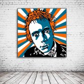Pop Art Johnny Rotten Canvas - 90 x 90 cm - Canvasprint - Op dennenhouten kader - Geprint Schilderij - Popart Wanddecoratie