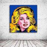 Pop Art Dolly Parton Acrylglas - 100 x 100 cm op Acrylaat glas + Inox Spacers / RVS afstandhouders - Popart Wanddecoratie