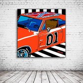 Pop Art General Lee 01 Canvas - 90 x 90 cm - Canvasprint - Op dennenhouten kader - Geprint Schilderij - Popart Wanddecoratie