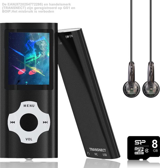 Transnect - HiFi Audio - MP3 Speler - met 8GB Geheugen Micro SD-kaart - en...