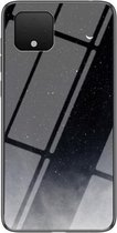 Voor Google Pixel 4 Sterrenhemel Geschilderd Gehard Glas TPU Schokbestendige Beschermhoes (Star Crescent Moon)