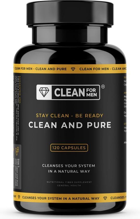 Clean for Men - Clean and Pure 120 capsules | Vezel supplement met Psyllium Husk | + 8 natuurlijke ingrediënten | 100% natuurlijke darmreiniging voor mannen