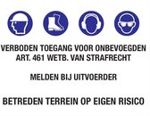 Verboden toegang voor onbevoegden sticker 650 x 500 mm