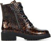 Waldlaufer Vrouwen Leren Croco Veterboots / Laarzen / Damesschoenen 716802 croco - Bruin - Maat 42