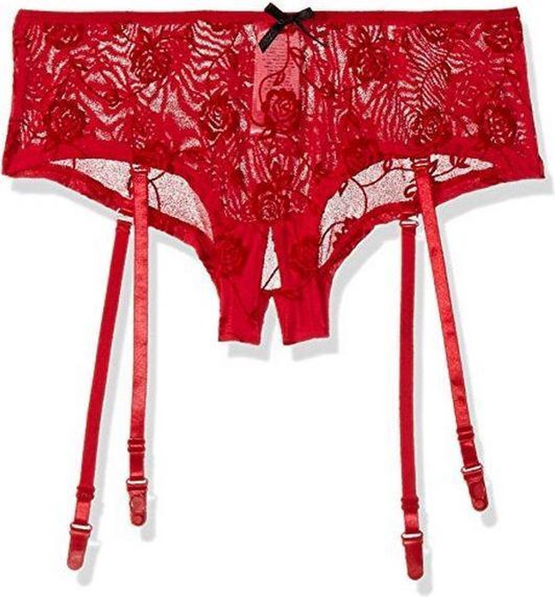Goedkoopste Baci - Rode Roos Open Kruis Boyshort Panty S
