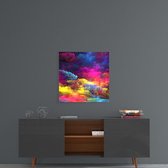 Kleur explosie glas schilderij 100x100 cm