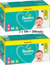Pampers Baby-Dry Luiers - Maat 4 (9-14 kg) - 208 Stuks - Maandbox