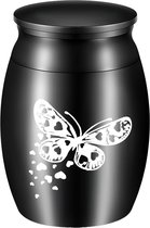 Zwartkleurige Mini Urntje Vlinder met Hartjes. Mooi klein urntje voor een grote
herinnering 15 ML inhoud