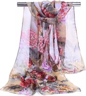Emilie Scarves - sjaal - bloemen - viscose - beige rood