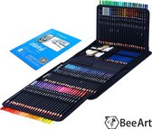 BeeArt tekenset - 145-delige potlodenset - Tekenset volwassenen & kinderen -  schets, kleurpotloden, schildering, wateroplosbare kleurpotloden, schilderaccessoires, kunst-briefpapi