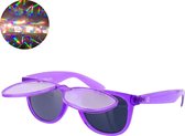 TWINKLERZ® - Space Zonnebril Klepje - Spacebril - Caleidoscoop Bril - Diffractie Bril - Transparant Paars
