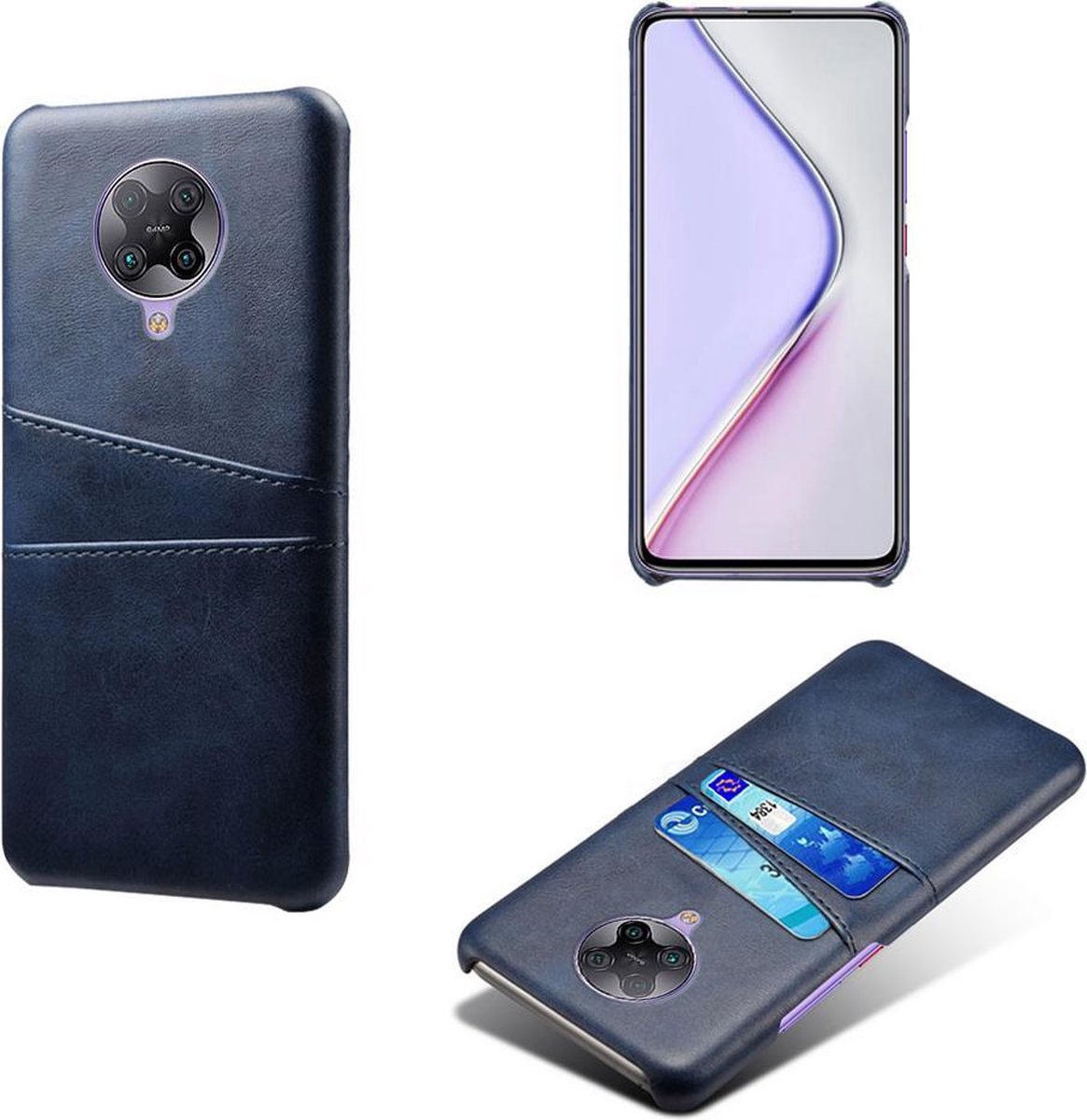 Backcover met Opbergvakjes + PMMA Screenprotector voor Xiaomi Poco F2 Pro _ Blauw