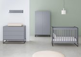 Cabino Dayley Babykamer - Babybed & Commode & Kledingkast - Verstelbare bodem - Grijs