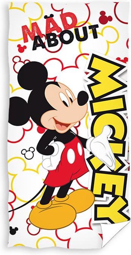 Serviette de Plage Mickey Mouse Mad About - 70x140 cm - Wit