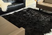 Vloerkleed van IJslandse schapenvacht zwart (200x220cm) hoogste kwaliteit! - handgemaakt - 100% natuurlijk product - ecologisch - echt - carpet
