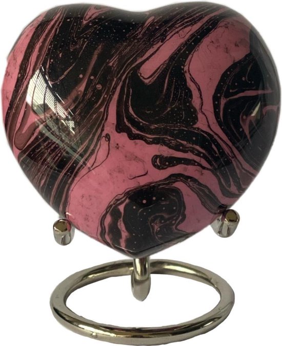 Mini urn hart Pink black swirl 14284