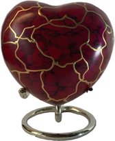 Mini urn hart Red with gold stripes 14289