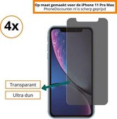 4x iPhone 11 Pro Max Privacy Screenprotector | Premium Kwaliteit | Privacy Tempered Glass | Anti Spy Protective Glass | Gehard Glas Privacy | Bescherm Glas