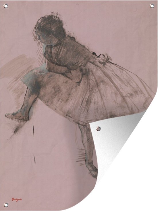 Tuinschilderij Studie van een balletdanser - Schilderij van Edgar Degas - 60x80 cm - Tuinposter - Tuindoek - Buitenposter