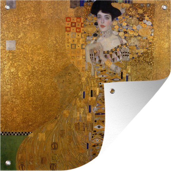 Tuinposters Portret van Adèle Bloch-Bauer I - Schilderij van Gustav Klimt - 50x50 cm - Tuindoek - Buitenposter