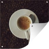 Tuindoek Kopje espresso op koffiebonen - 100x100 cm