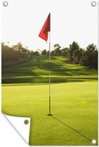 Tuinposter - Tuindoek - Tuinposters buiten - Vlag in het gat op de golfbaan - 80x120 cm - Tuin