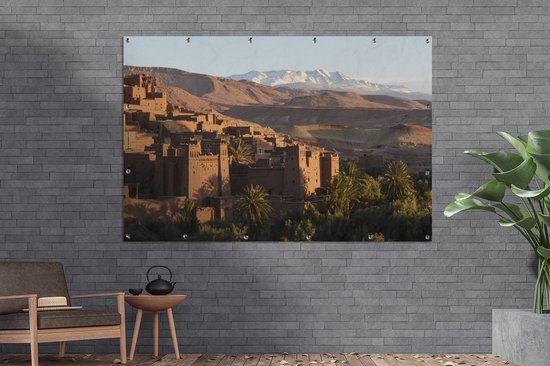 Affiche de jardin Village sur les montagnes de l'Atlas toile en vrac 180x120 cm - Toile de jardin / Toile d'extérieur / Peintures d'extérieur (décoration de jardin) XXL / Groot format!
