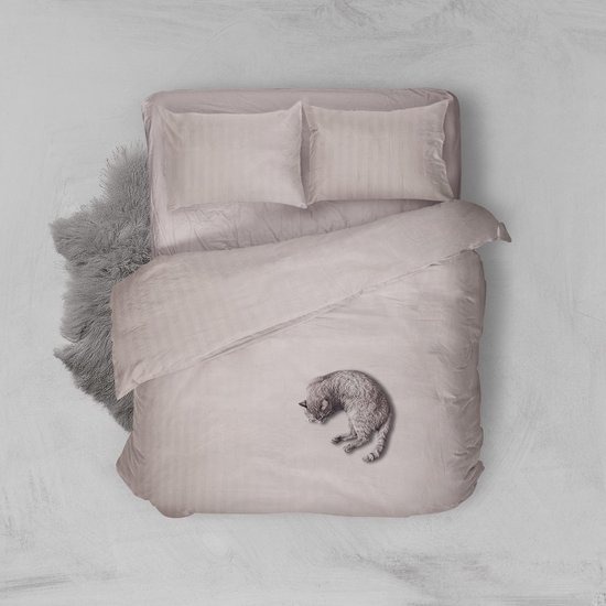 Dekbedovertrek - 140x200/220 - Uni - Satijnstreep / Satijn Streep - Hotel Kwaliteit Satin Stripe - Blush van Merkloos — afbeelding 4