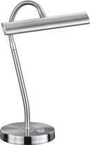 LED Tafellamp - Trinon Curty - 4W - Warm Wit 3000K - Dimbaar - Rond - Mat Nikkel - Aluminium