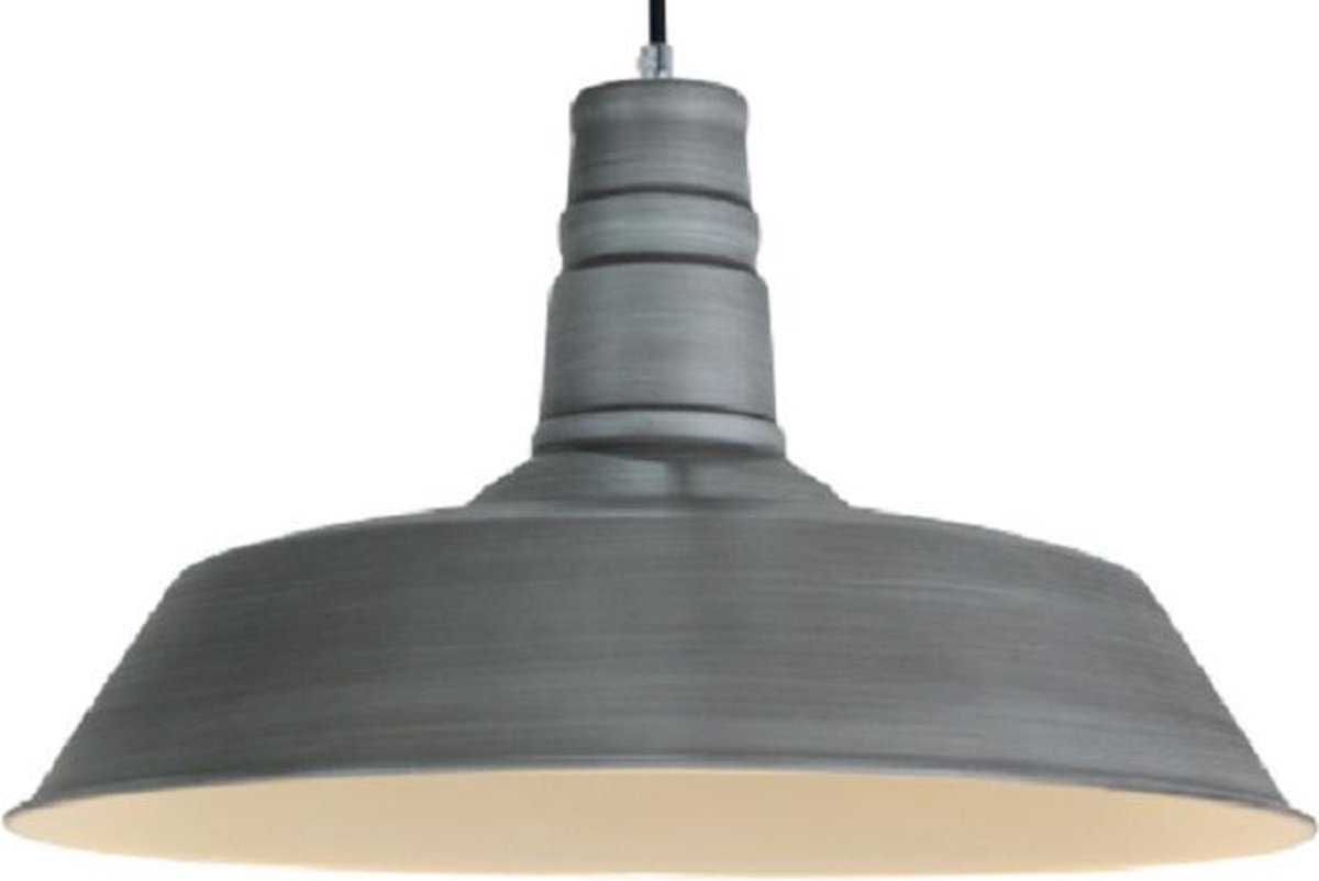 Hanglamp met met metalen kap, gestoffeerd snoer, kleur beton grijs