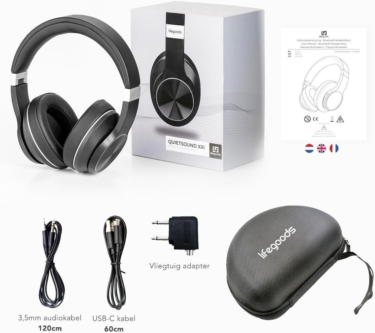 scheerapparaat Merchandiser Aanbeveling LifeGoods QuietSound Bluetooth Headphone - Draadloze Over-Ear Koptelefoon -  Active... | bol.com