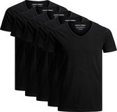 Jack en Jones – T Shirt heren – 5 pack - Basic – XXL – V hals - Zwart – T Shirt heren Jack en Jones – T Shirt heren XXL
