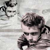 Tuinposter - Filmsterren / Retro - James Dean / Collage in wit / taupe / beige / zwart - 120 x 120 cm.