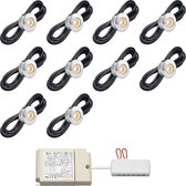 LED terrasoverkapping inbouwspot Aragon inclusief trafo - i.c.m. Somfy IO / veranda / carport / serre / LED buitenverlichting / 3W / dimbaar / warmwit - set van 10 stuks