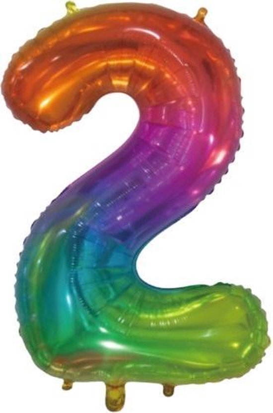 Wefiesta Folieballon Nummer 2 66 Centimeter Regenboog