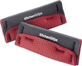 KitchenGrips - FLXAprene pannenlap - pannenhouder - neopreen - set 2 stuks - grijs/rood