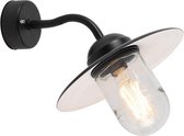 QAZQA munich - Industriele LED Smart Wandlamp incl. wifi voor buiten - 1 lichts - D 36 cm - Zwart - Industrieel - Buitenverlichting