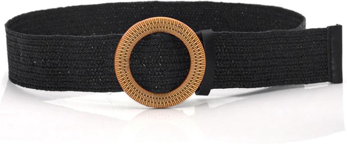 Gevlochten Riem | Zwart | Kunststof / Riet / Rotan Look | 90 cm | Fashion Favorite